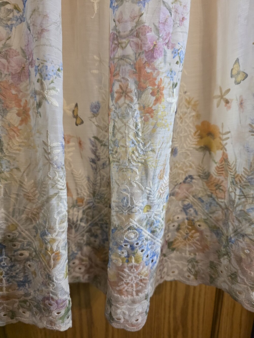 Cottagecore Cream Floral Embroidered Lace Long-Sleeve Maxi Dress - Picture 7 of 11